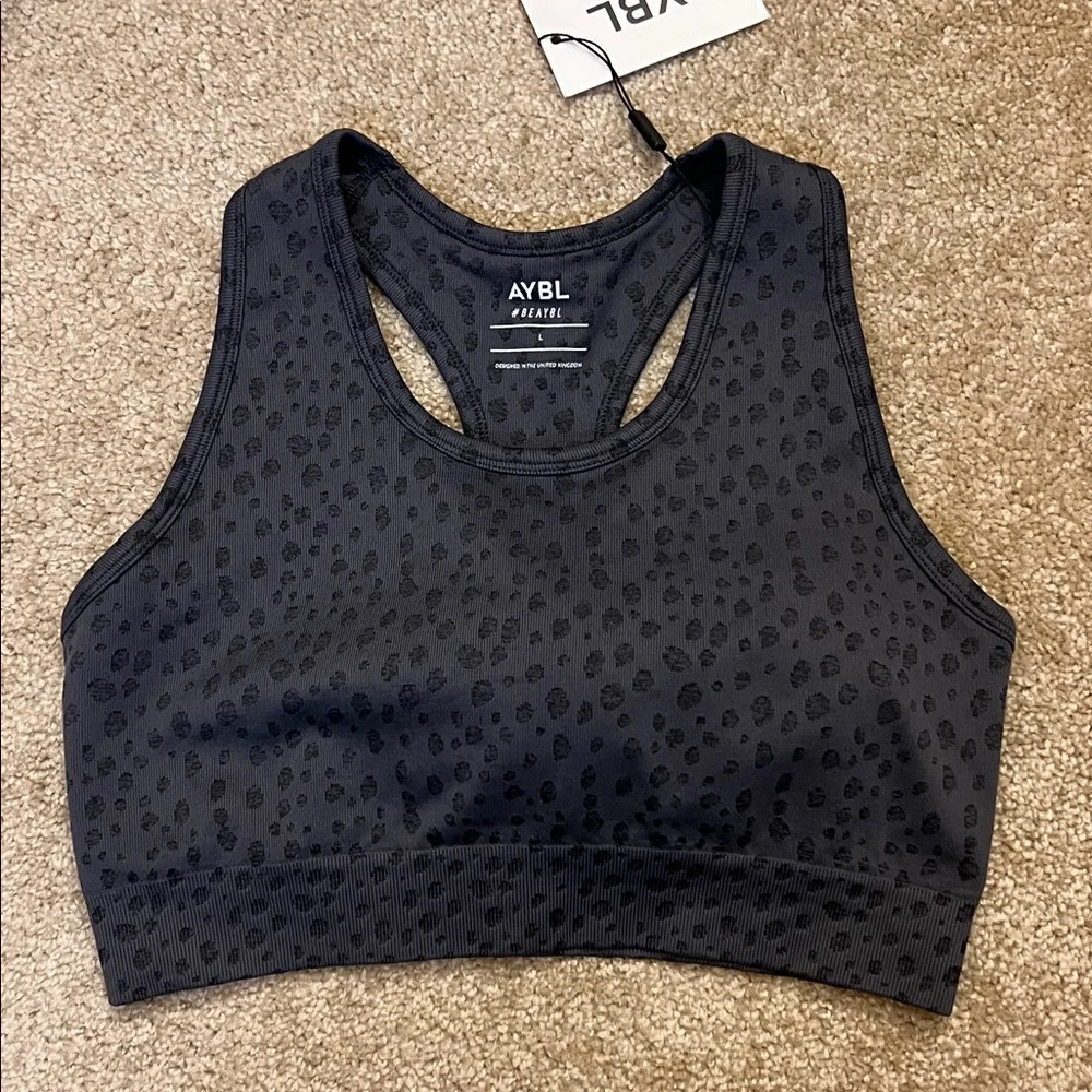 AYBL Evolve Speckle Seamless Charcoal Leopard Print Activewear Set Medium Large - Picture 4 of 11
